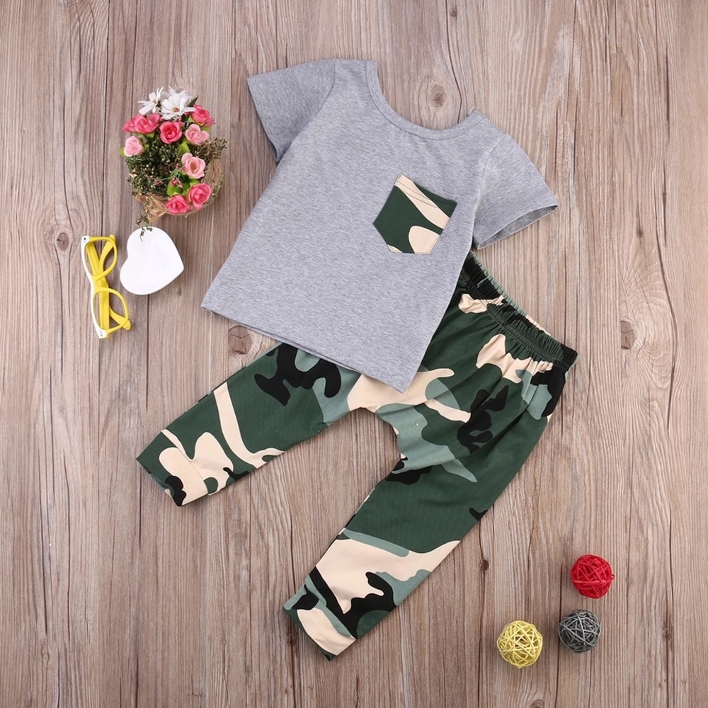 Baby Boy Toddler Boy Camouflage Setup - Gray